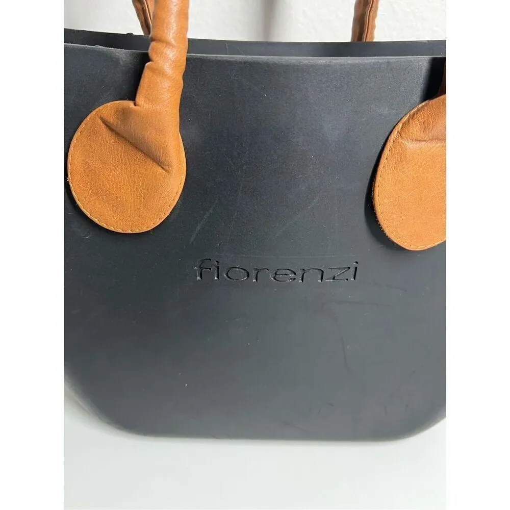 RARE Fiorenzi WATERPROOF TOTE BAG W/HANDLE BLACK BROWN